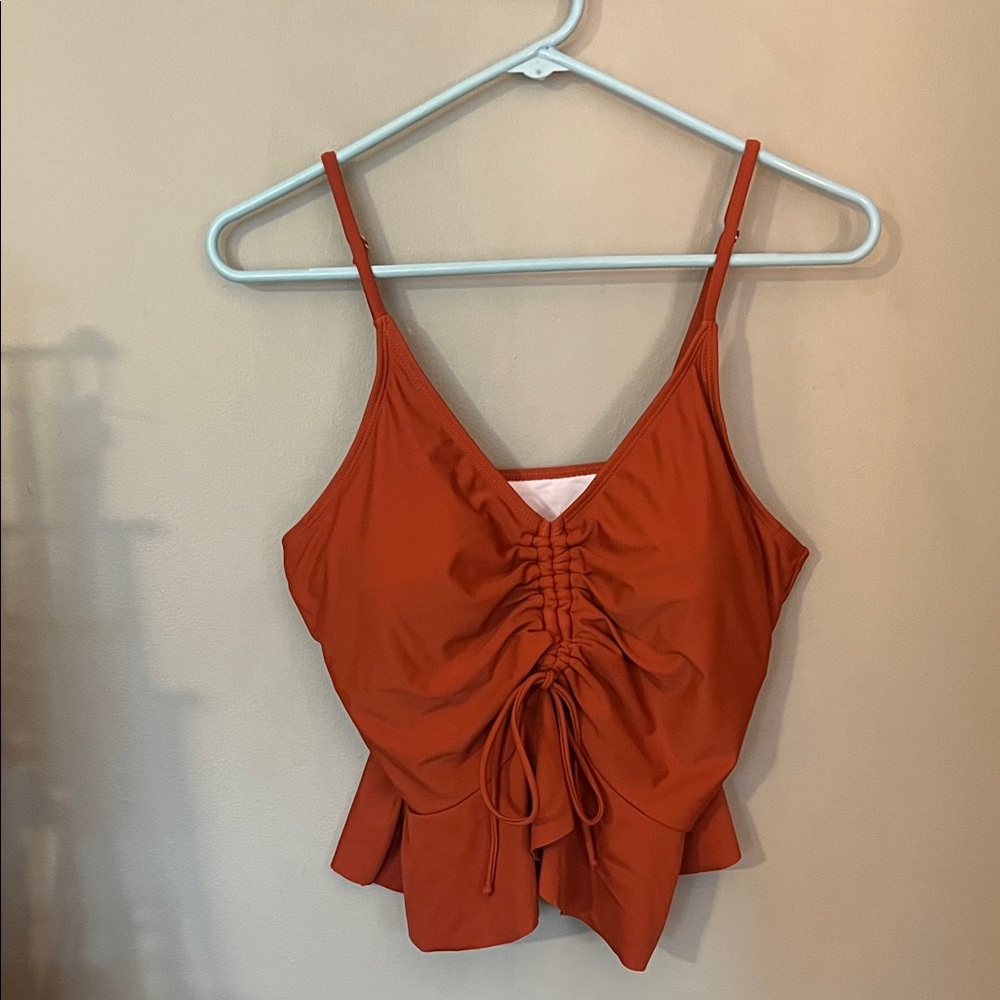 Elegant Ruched Orange Bikini Top